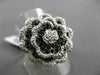ESTATE MASSIVE .72CTW BLACK & WHITE DIAMOND 18KT WHITE GOLD 3D FLOWER RING