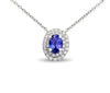 ESTATE .79CT DIAMOND & AAA TANZANITE 14KT WHITE GOLD 3D OVAL HALO LOVE NECKLACE