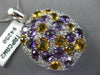 ESTATE LARGE 6.25CT DIAMOND & AAA AMETHYST & CITRINE 14K WHITE GOLD OVAL PENDANT