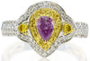 WIDE 1.26CT MULTI COLOR DIAMOND 18KT WHITE & ROSE GOLD FILIGREE ENGAGEMENT RING