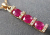 ESTATE .88CT DIAMOND & AAA RUBY 14KT ROSE GOLD 3D PAST PRESENT FUTURE PENDANT