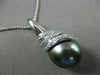 ESTATE LARGE .07CT DIAMOND 18KT WHITE GOLD TAHITIAN PEARL SWIRL FLOATING PENDANT