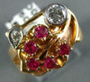 ANTIQUE WIDE .70CT OLD MINE DIAMOND & AAA RUBY 14KT WHITE & ROSE GOLD RING #1652