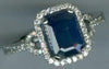 2.03CT DIAMOND & AAA SAPPHIRE 14K WHITE GOLD EMERALD CUT & ROUND ENGAGEMENT RING