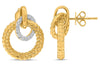 .38CT DIAMOND 14KT 2 TONE GOLD 3D DOUBLE CIRCULAR LOVE KNOT FUN HANGING EARRINGS