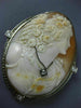 ANTIQUE EXTRA LARGE .25CT OLD MINE DIAMOND 14K WHITE GOLD CAMEO PENDANT PIN 1918