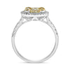 WIDE 1.88CT WHITE FANCY YELLOW DIAMOND 18KT 2 TONE GOLD MULTI SHAPE CLUSTER RING