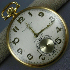 ANTIQUE LARGE TIFFANY & CO. SWITZERLAND 18KT YELLOW GOLD 3D POCKET WATCH #26596