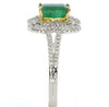 1.65CT DIAMOND & EMERALD 18K 2 TONE GOLD 3D SQUARE 4 LEAF CLOVER ENGAGEMENT RING