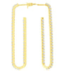 LARGE 1.0CT DIAMOND 14KT YELLOW GOLD ROUND INSIDE OUT OVAL HOOP HANGING EARRINGS