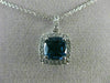 ESTATE 2.27CT AAA LONDON BLUE TOPAZ & WHITE SAPPHIRE 14K WHITE GOLD HALO PENDANT