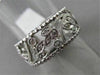 ANTIQUE WIDE .25CT DIAMOND 18KT WHITE GOLD FILIGREE FLOWER ETERNITY RING #264