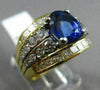 ESTATE 4.51CT DIAMOND & AAA SAPPHIRE 18K WHITE & YELLOW GOLD COCKTAIL RING #2061