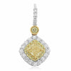 GIA 2.6CT WHITE & FANCY YELLOW DIAMOND 18K 2TONE GOLD LEVERBACK HANGING EARRINGS