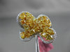 ESTATE LARGE 4.12CT WHITE & FANCY YELLOW DIAMOND 18K 2 TONE GOLD 3D FLOWER RING