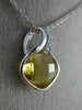 ESTATE 2.91CT DIAMOND & AAA CITRINE 14KT WHITE GOLD SQUARE LEAF FLOATING PENDANT