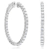 LARGE 2.91CT DIAMOND 14KT WHITE GOLD ROUND SHARED PRONG INSIDE OUT HOOP EARRINGS