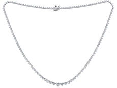 5.0CT DIAMOND 18KT WHITE GOLD 3D ROUND CLASSIC 3 PRONG ETERNITY TENNIS NECKLACE