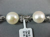 ESTATE LARGE .26CT DIAMOND & AAA PEARL 14KT WHITE GOLD 3D OVAL LARIAT NECKLACE