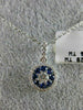 ESTATE .55CT DIAMOND & AAA SAPPHIRE 18KT WHITE GOLD 3D FLOWER SOLITAIRE PENDANT