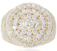 LARGE 4.31CT DIAMOND 14K YELLOW GOLD ROUND MULTI CIRCULAR FLORAL UNISEX FUN RING