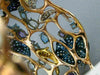 ESTATE LARGE 9.26CT MULTI COLOR DIAMOND & AAA GEM 14K GOLD AQUATIC FLOWER BANGLE