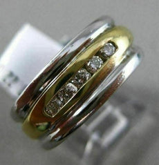 ESTATE WIDE .22CT DIAMOND 14KT WHITE & YELLOW GOLD CLASSIC FIVE STONE MENS RING