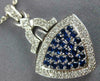 LARGE 1.58CT DIAMOND & AAA SAPPHIRE 14KT WHITE GOLD 3D TRIANGULAR PENDANT #2759