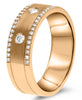 .28CT DIAMOND 14KT ROSE GOLD ROUND ETOILE 3 ROW MATTE & SHINY ANNIVERSARY RING