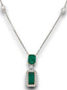 2.6CT DIAMOND & AAA EMERALD 18K 2 TONE GOLD EMERALD CUT & ROUND 3 STONE NECKLACE