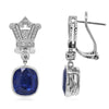 LARGE 8.12CT DIAMOND & AAA SAPPHIRE 18KT WHITE GOLD CUSHION & ROUND FUN EARRINGS