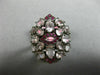 ESTATE 5.25T AAA PINK SAPPHIRE RUBY & WHITE QUARTZ 14KT WHITE GOLD 3D CROWN RING