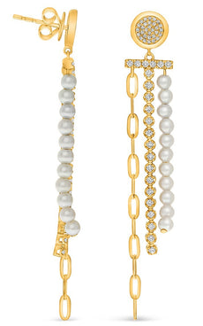 .70CT DIAMOND & AAA SOUTH SEA PEARL 14K YELLOW GOLD 3D ROUND PAVE 3 ROW EARRINGS