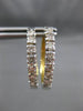 ESTATE LARGE .60CT DIAMOND 14KT 2 TONE GOLD CLASSIC HOOP HUGGIE EARRINGS #14065