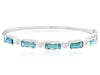 8.16CT DIAMOND & AAA BLUE TOPAZ 14K WHITE GOLD 3D BEZEL ETERNITY BANGLE BRACELET