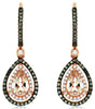 1.66CT WHITE & MOCHA DIAMOND AAA MORGANITE 14KT ROSE GOLD HALO HANGING EARRINGS