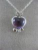 ESTATE 2.64CT DIAMOND & AMETHYST 18K WHITE GOLD HEART SHAPE LOVE HANGING PENDANT