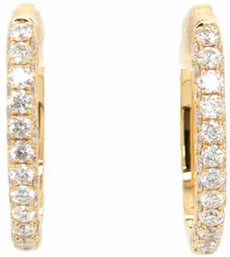 ESTATE 4.24CT DIAMOND 18KT YELLOW GOLD ROUND CLASSIC OVAL HOOP HANGING EARRINGS