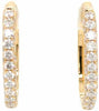 ESTATE 4.24CT DIAMOND 18KT YELLOW GOLD ROUND CLASSIC OVAL HOOP HANGING EARRINGS