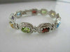 ESTATE 27CT MULTI COLOR EMERALD CUT 14K W GOLD BRACELET