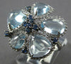 LARGE 9.94CT DIAMOND & AAA BLUE TOPAZ & SAPPHIRE 14KT WHITE GOLD FLOWER FUN RING