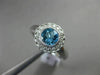 ESTATE WIDE 1.27CT DIAMOND & AAA BLUE TOPAZ 14KT WHITE GOLD HALO ENGAGEMENT RING