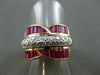 ESTATE WIDE 2.25CT DIAMOND & AAA RUBY 18KT 2 TONE BAGUETTE & ROUND RING  #22081