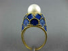 ANTIQUE LARGE BLUE ENAMEL & AAA SOUTH SEA PEARL 14K YELLOW GOLD SHELL RING #2748