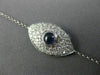 ESTATE WIDE .82CT DIAMOND & AAA SAPPHIRE 18K WHITE GOLD EVIL EYE LUCKY BRACELET