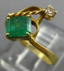 ESTATE .80CT DIAMOND & AAA EMERALD 18KT YELLOW GOLD 3D LEAF ROPE HEART LOVE RING