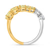 2.18CT WHITE & FANCY YELLOW DIAMOND 14KT 2 TONE GOLD CUSHION & ROUND LOVE RING