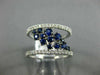 ESTATE WIDE .98CT DIAMOND & AAA SAPPHIRE 14K WHITE GOLD CLUSTER ANNIVERSARY RING