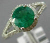 ESTATE 1.39CT DIAMOND & AAA COLOMBIAN EMERALD 14KT WHITE GOLD 3D ENGAGEMENT RING