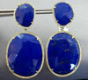 ESTATE MASSIVE 66.70CT ROUND DIAMOND & LAPIS 14K YELLOW GOLD 3D HANGING EARRINGS